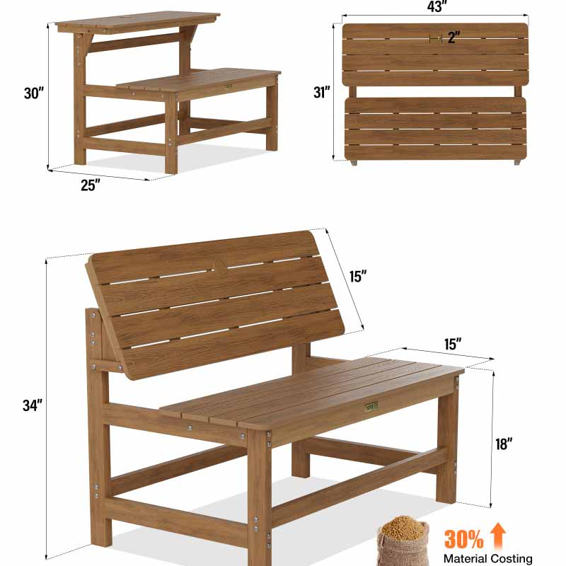 YEFU®︎ Convertible Bench Picnic Table