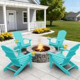 YEFU Aruba Blue Plastic Adirondack Chair — Weather-Resistant Outdoor Chair with Wood Texture 4PCS