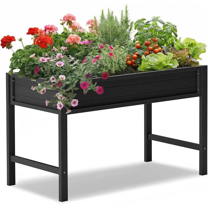 YEFU Raised Garden Bed for Outdoor: 48"×24"×30" Elevated Planter Box with Legs to Plant Herbs Vegetables Flowers - Gardening Optimal Drainage Design Reduces Care Time Black