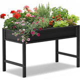 YEFU Raised Garden Bed for Outdoor: 48"×24"×30" Elevated Planter Box with Legs to Plant Herbs Vegetables Flowers - Gardening Optimal Drainage Design Reduces Care Time Black