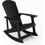 Oversized Rocker Chair Look Like Real Wood, for Lawn, Porch, Backyard, Indoor and Garden(Black)