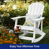 YEFU Adirondack Rocking Chair, All-Weather Resistant, White