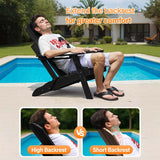 This plastic Adirondack chairs set of 4 features an ergonomic design with an angle of 103 degrees and a 32-inch oversized backrest, ensuring comfortable back support while providing sufficient support for the head.