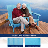 Two people sitting on a blue chair with a scenic background, emphasizing durability and modern design.