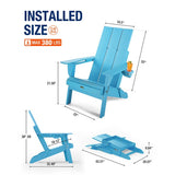 Ergonomic Comfort: This plastic Adirondack chairs features an ergonomic design with an angle of 103 degrees and a 32-inch oversized backrest, ensuring comfortable back support while providing sufficient support for the head. The 4-inch wide armrests not only provide comfort but can also hold various drinks and glasses. This modern Adirondack chair can accommodate users of all body types, even 6-foot-tall men, with a load-bearing capacity of 380 pounds.