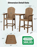 BAL-YEFU Tall Adirondack Chairs Set of 2, Oversize Balcony Adirondack Chair Set Dimension detail date