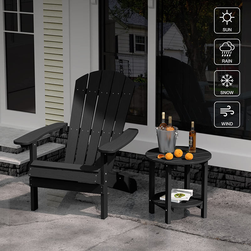 Tavolino Da Esterno Adirondack GARDIMAX In HDPS Nero: Resistente Alle Intemperie A Due Livelli