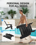 Man holding a black chair with additional components by a poolside, featuring text 'Personal Design for All Needs'.