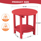 YEFU®︎ Adirondack 18" Double Outdoor Side Table Red
