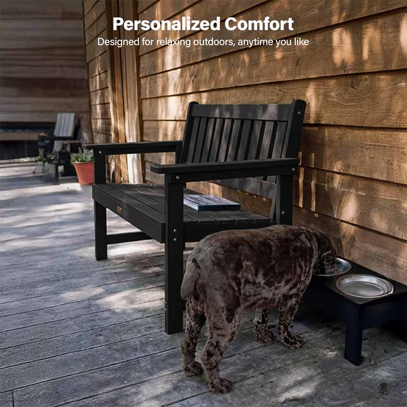 【Sit Back in Real Comfort】 Designed with a 96° ergonomic backrest and gently sloped seat, this outdoor bench naturally supports your back and encourages a relaxed sitting posture. The deep 17" seat and contoured backrest reduce pressure and fatigue, making the garden bench comfortable to sit on for long periods, whether enjoying morning coffee or evening conversations.