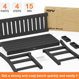 YEFU®︎ Heavy Duty 2-Person Garden Bench with 2 Cup Holders