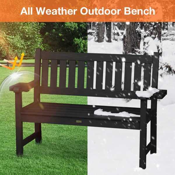 YEFU Heavy Duty 2-Person Garden Bench with 2 Cup Holders