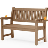 YEFU®︎ Heavy Duty 2-Person Garden Bench with 2 Cup Holders