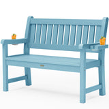 YEFU®︎ Heavy Duty 2-Person Garden Bench with 2 Cup Holders