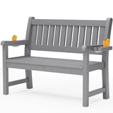 YEFU®︎ Heavy Duty 2-Person Garden Bench with 2 Cup Holders