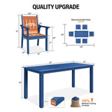 Table Top Size：67"x31"x30", Weight Capacity: 300 lbs, for 6 person；Oversized Chair Size: 22"x24“x37", Weight Capacity: 350 lbs