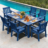 YEFU®︎ HIPS 7 Piece Outdoor Table and Chairs Set Blue