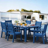 The outdoor dining table and chairs do not require special storage when placed outdoors and is suitable for patio, lawn, garden, porch, backyard, deck, pool, balcony