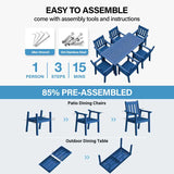  YEFU patio dining sets have all necessary tools (allen wrench, 304 stainless steel screws) and clear installation instructions.
