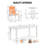 Outdoor furniture set with chair, table, and dimensions on a white background