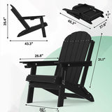 Black Adirondack chair with dimensions   Product Dimensions	34.06"D x 20.67"W x 5.71"H  Maximum Weight Recommendation	350 Pounds