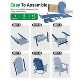 Easy to Assemble:Our adjustable adirondack chair with retractable ottoman features clearly numbered parts, over 80% pre-assembled frame sections, and precision pre-drilled holes that align perfectly. 