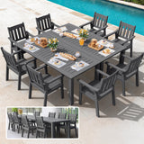 YEFU Outdoor Table and Chairs Set (7–12 Piece Options)10-Piece Set: 2 tables + 8 chairs-Gray
