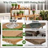 This outdoor potting bench with sink includes a 13" x 10.5" removable 304 stainless steel sink for rinsing pots, cleaning gardening tools, washing plant roots, or handling messy planting tasks. The removable design of this gardening table lets you lift the sink out easily for quick cleanup.
