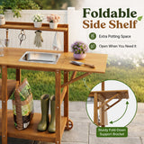 The foldable side extension expands the workspace to 51.2", giving you extra room for repotting plants, sorting soil, or organizing gardening supplies.