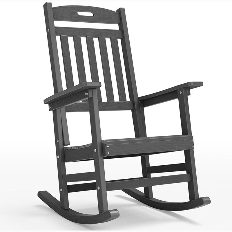 YEFU Outdoor Rocking Chairs Set of 2: Plastic Rocking Chairs for Outside, Weather Resistant for Patio,Easy to Assemble,Safe&Comfortable,Grey