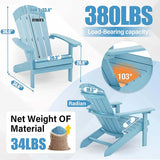 Dimensions of YEFU Plastic Adirondack Chair showing height, width, and seat depth measurements