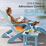 Side view of YEFU®︎ Blue Adirondack Chair – Weather Resistant Plastic Chair for Fire Pit and Porch