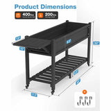 57x18x30in Weight Capacity 400lb - Waterproof Raised Planter Box with Wheels 