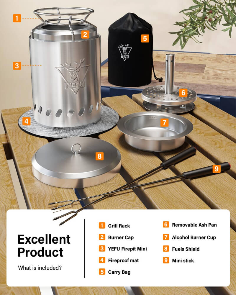YEFU®︎ Smokeless Tabletop Fire Pit