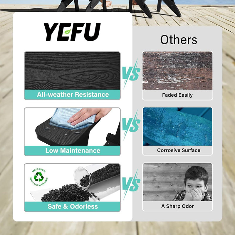 YEFU®︎ Folding Adirondack Chairs with Arc Back & Cup Holder