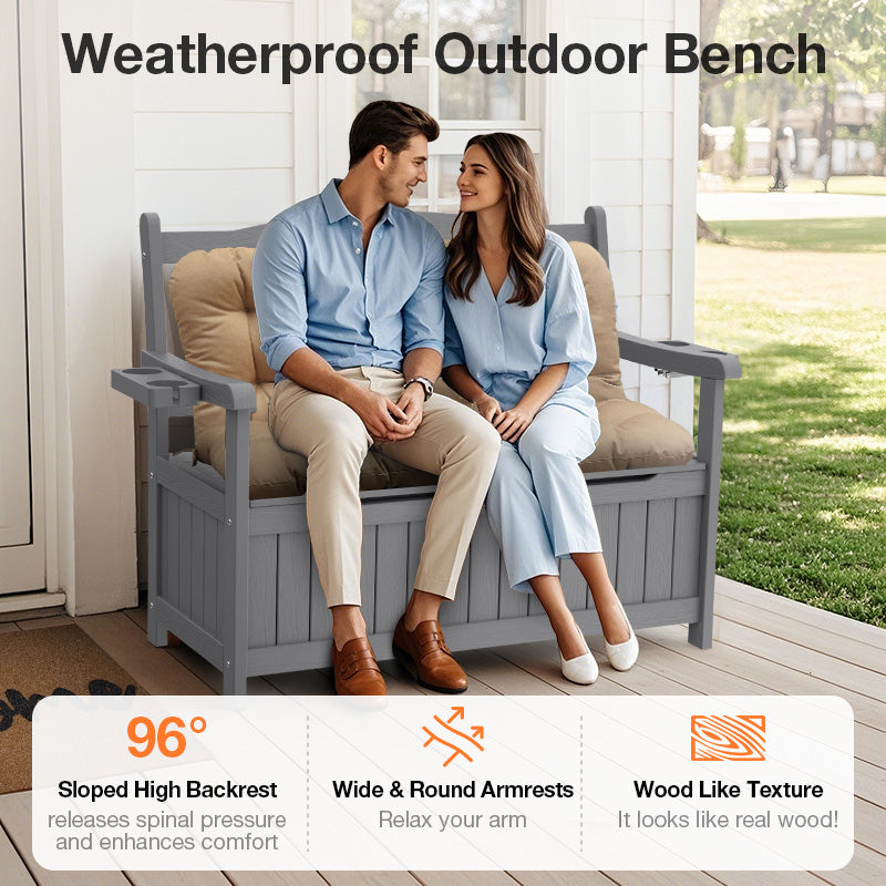 YEFU®︎ Outdoor Storage Bench – Weatherproof & Durable