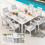 YEFU Outdoor Table and Chairs Set (7–12 Piece Options)10-Piece Set: 2 tables + 8 chairs-white
