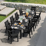 YEFU Outdoor Table and Chairs Set (7–12 Piece Options)12-Piece Set: 2 tables + 10 chairs-Black
