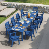 YEFU Outdoor Table and Chairs Set (7–12 Piece Options)12-Piece Set: 2 tables + 10 chairs-blue
