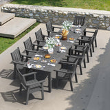 YEFU Outdoor Table and Chairs Set (7–12 Piece Options)12-Piece Set: 2 tables + 10 chairs-Grey
