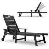 YEFU Lounge Chair Outdoor with Wheels: /5-Positions Adjustable Chaise Lounge Outdoor with Cup Holder/HIPS Pool Chairs and lounges for Poolside, Patio, Backyard/Easy Installation/Black