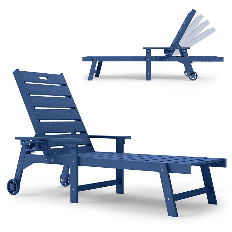 YEFU® Lounge Chair Outdoor with Wheels (Small Size) Navy Blue