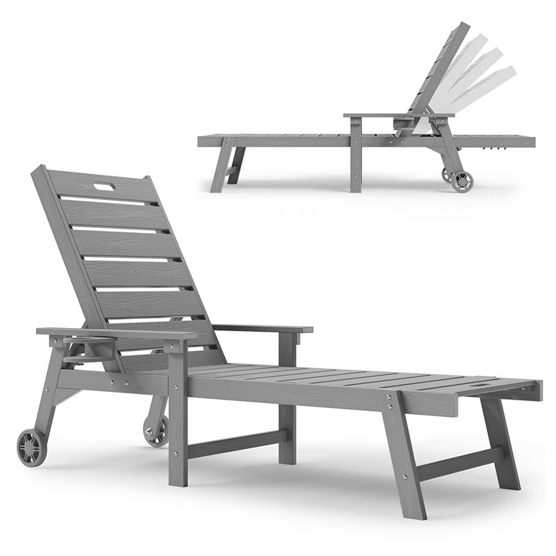 YEFU® Lounge Chair Outdoor with Wheels (Small Size) Grey