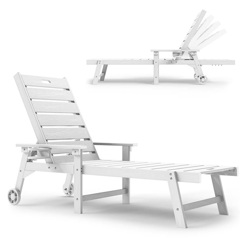 YEFU® Lounge Chair Outdoor with Wheels (Small Size) White