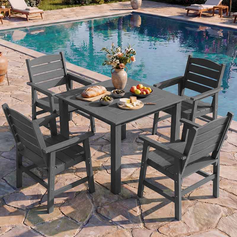 YEFU® Modern Square Patio Table and Chairs Set