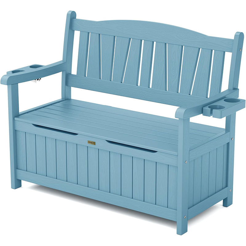 YEFU® Weatherproof Outdoor Storage Bench with Seat & Cup Holders