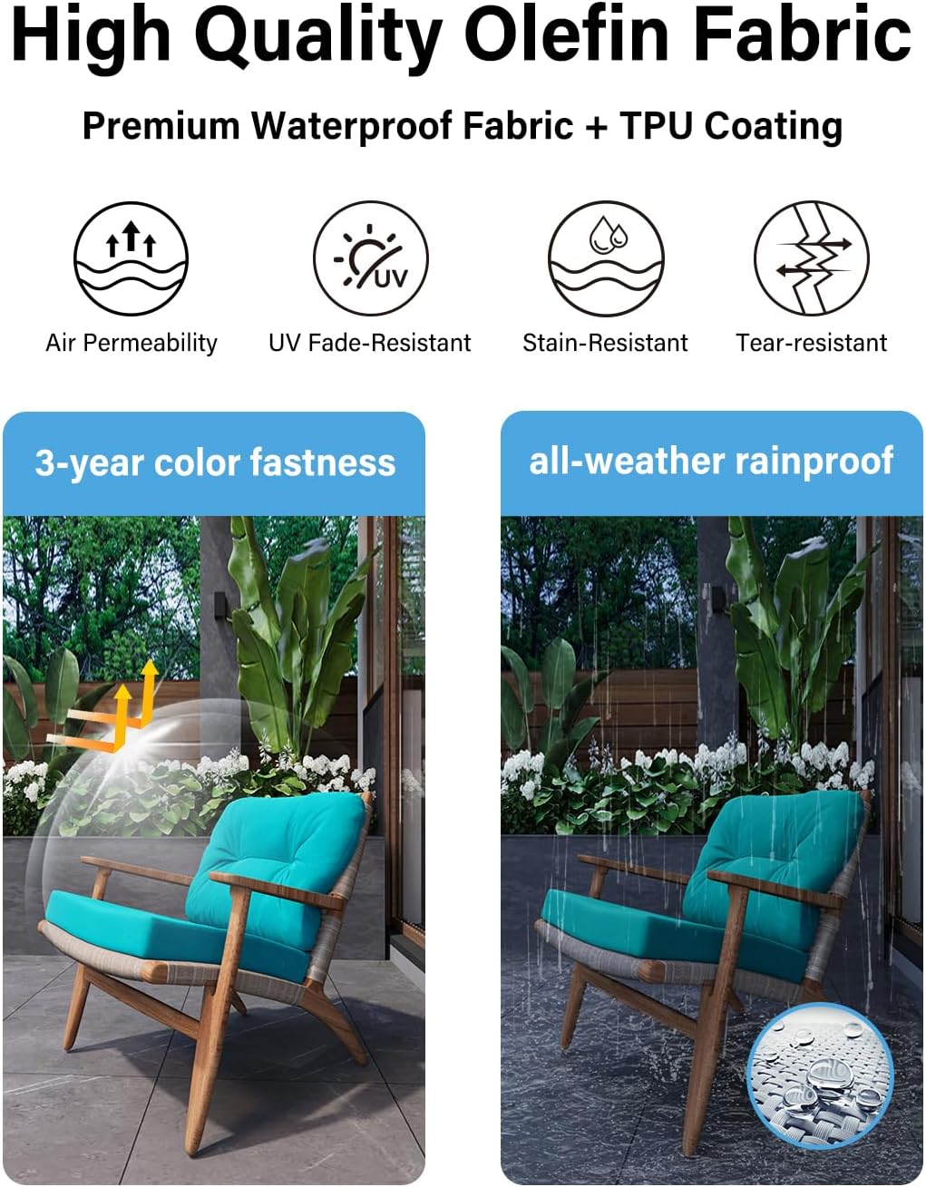 YEFU®︎ Outdoor Deep Seat Cushions Set