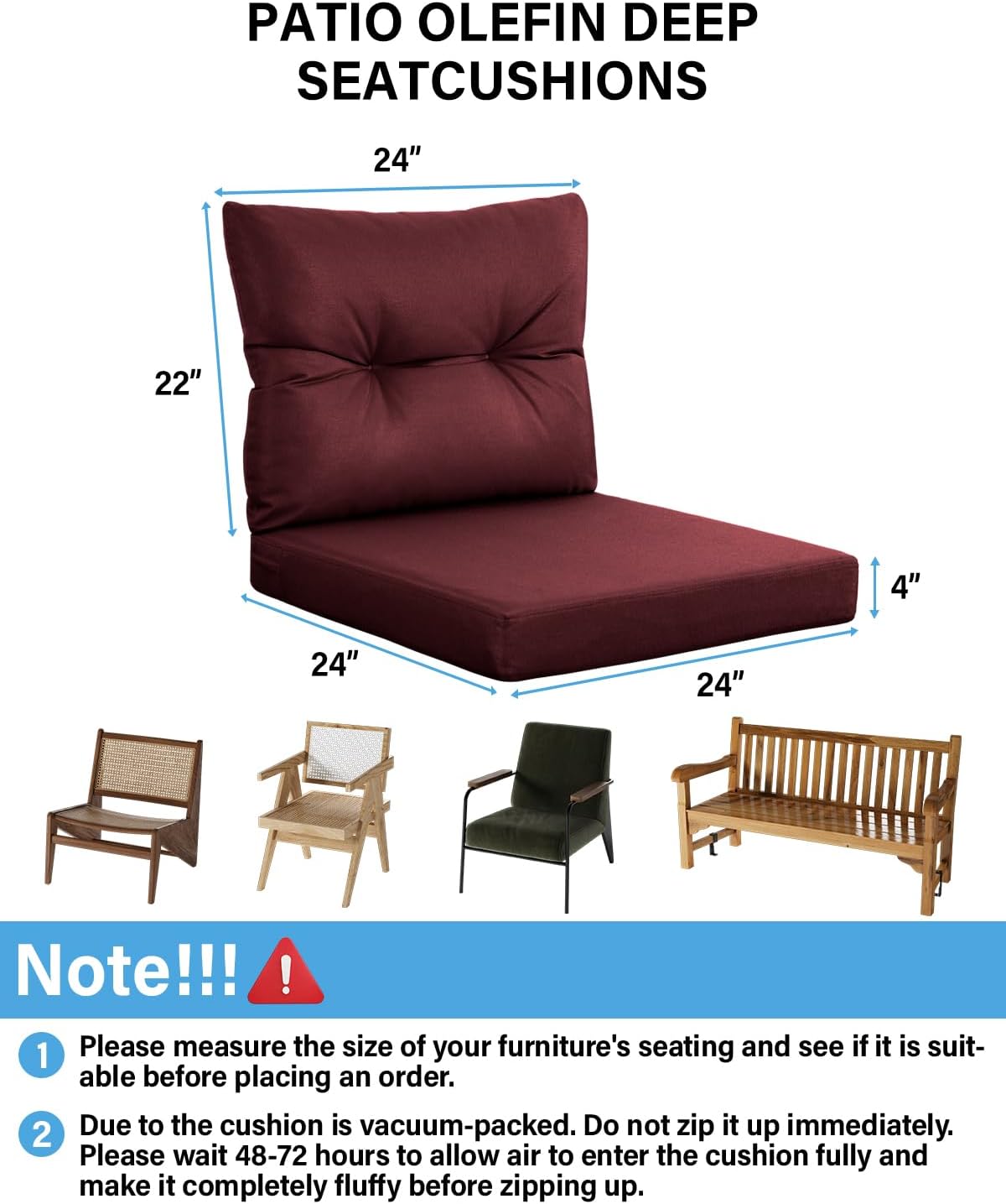 YEFU®︎ Durable Outdoor Cushions for Patio Seating