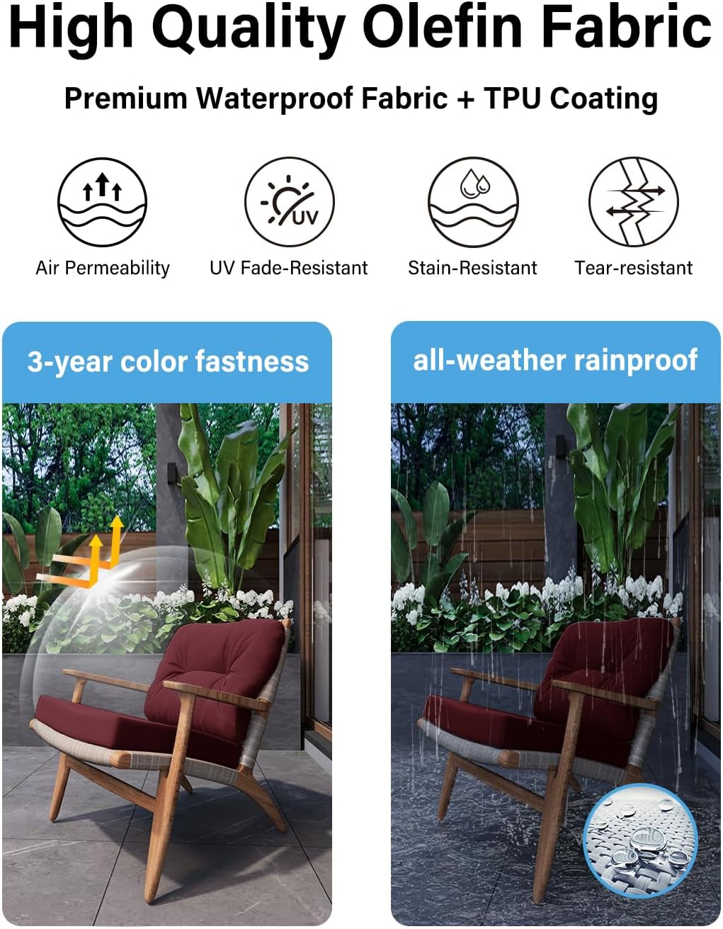 YEFU®︎ Durable Outdoor Cushions for Patio Seating