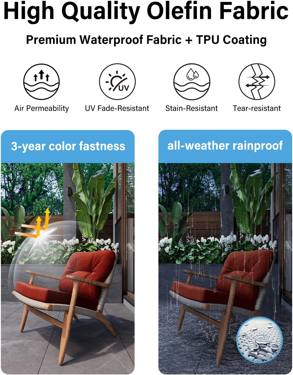 YEFU®︎ Fade-Resistant Outdoor Sofa Cushion Set
